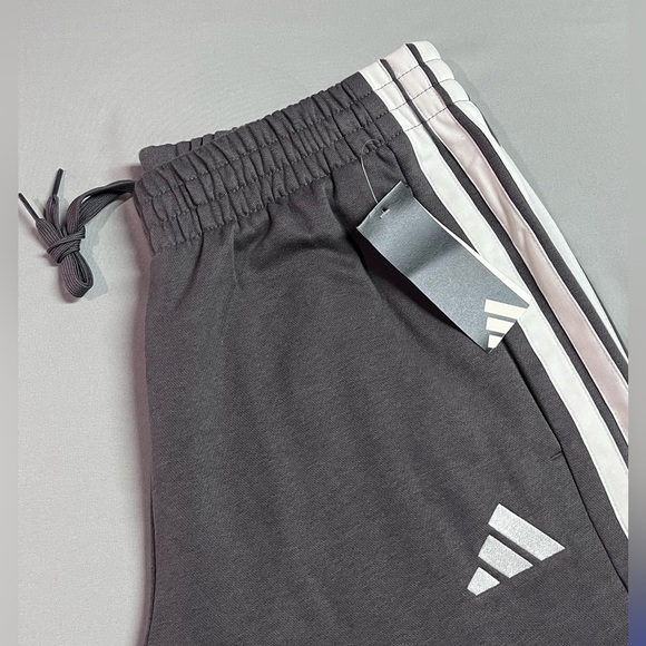 Adidas Sportswear 3-Stripe Fleece Joggers Charcoal Grey White Logo NWT - Picture 4 of 6
